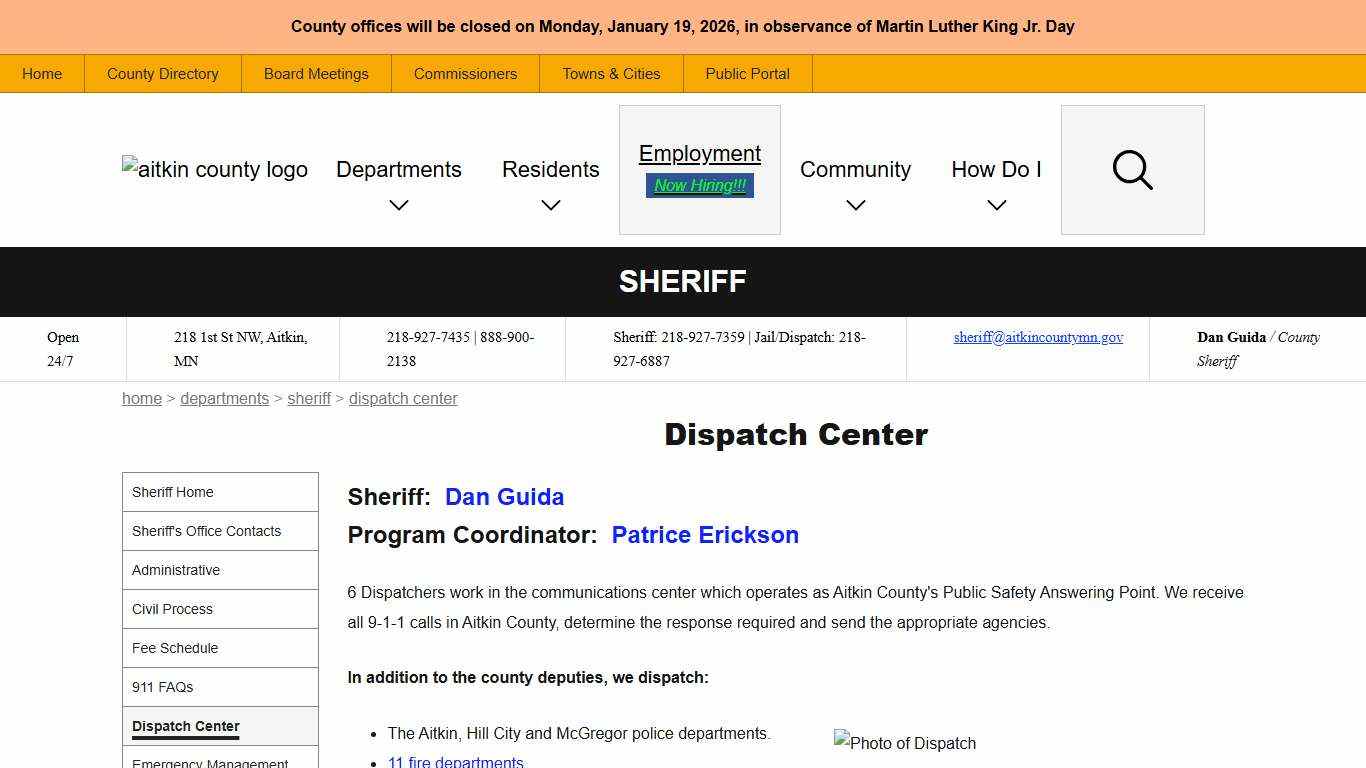 Dispatch Center | Aitkin County, MN